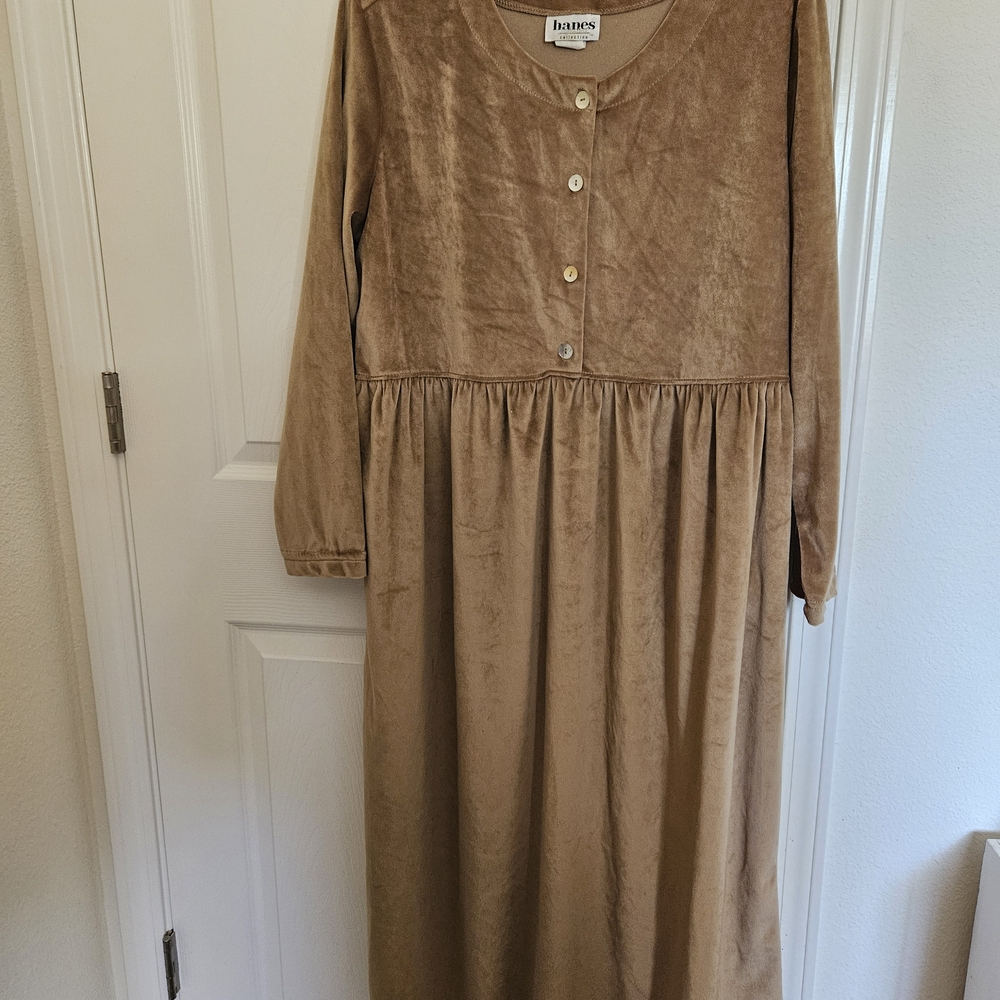 Hanes Collection Tan Velour Dress